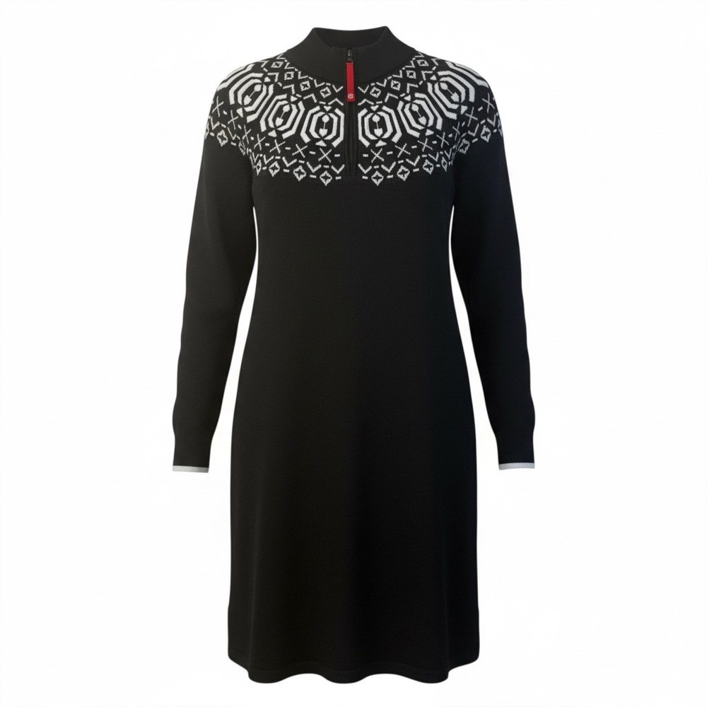 T by Talbots Black and White 1/4 Zip Sweater Dress 1x Petite